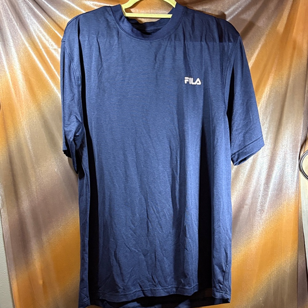 Fila Men's Navy Blue Short Sleeve Tee with Small Chest Logo. C3